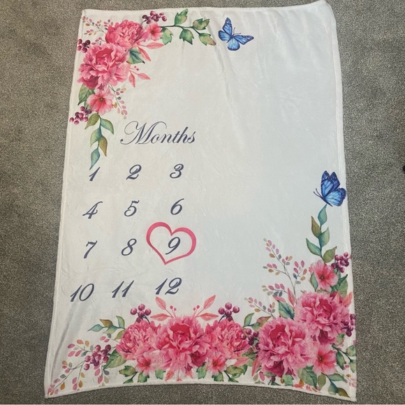 3/$12 Monthly Milestone Blanket Floral Baby Girl Pattern - Picture 1 of 5
